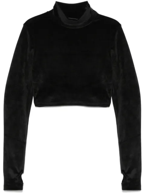 GCDS chocker-detailed velvet T-shirt Black A2CW2803TE1