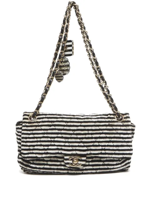 CHANEL Pre-Owned 2006 striped shoulder bag Black FF10559