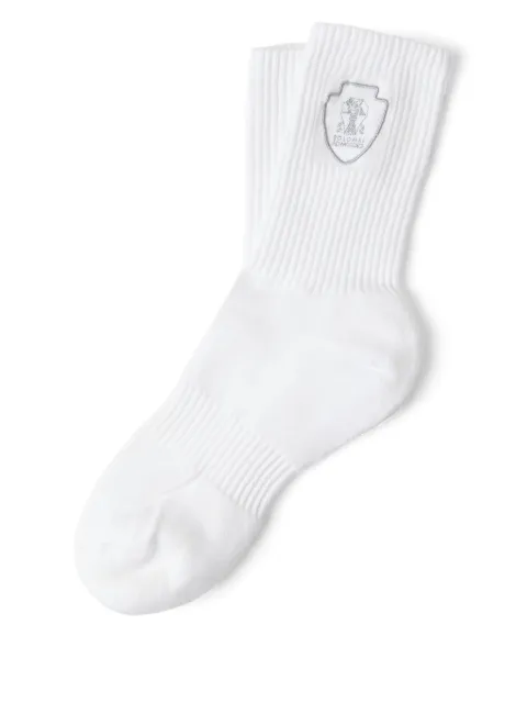 Brunello Cucinelli logo-embroidered socks White MCS95585TCR59