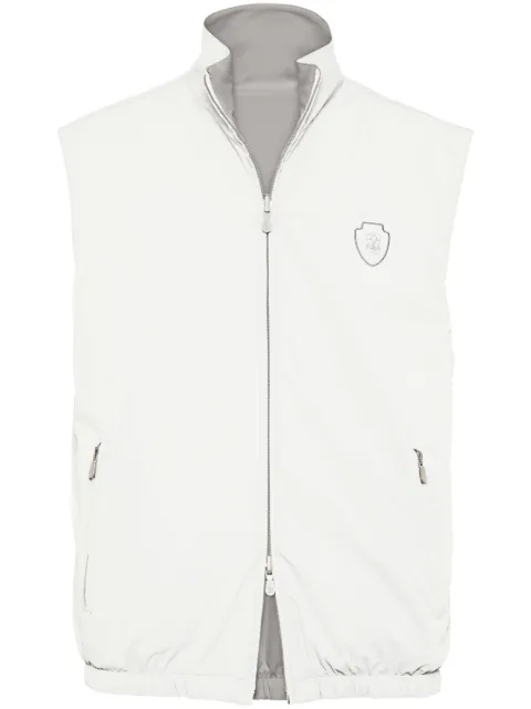 Brunello Cucinelli Bonded logo-embroidered reversible gilet White MM49A7460FCCT82