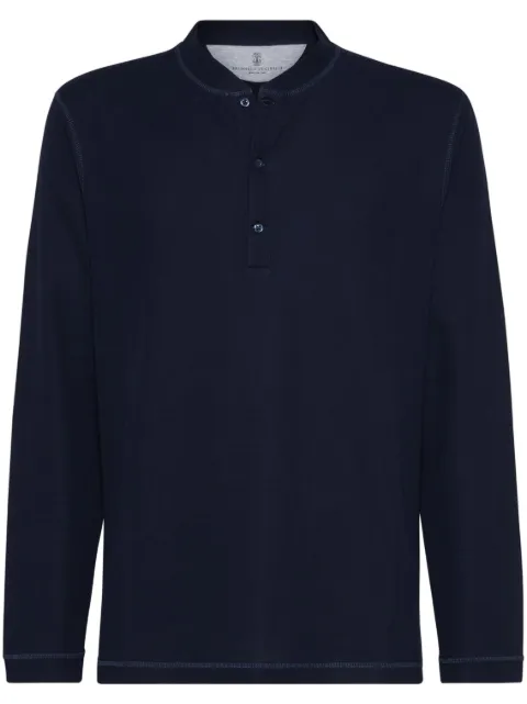 Brunello Cucinelli long-sleeve polo shirt Blue MW8661365C4481