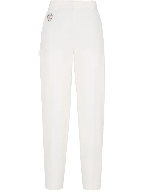Brunello Cucinelli logo patch tailored trousers White MA126P8873C1542