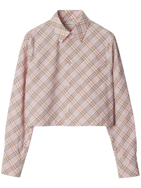 Burberry cropped check cotton shirt Pink 8101126