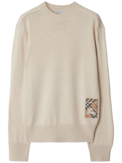 Burberry check label wool sweater Neutrals 8103192