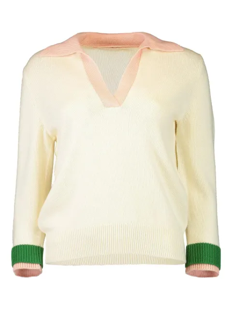 Oscar de la Renta V-neck colour-block sweater Neutrals 25SN115POL