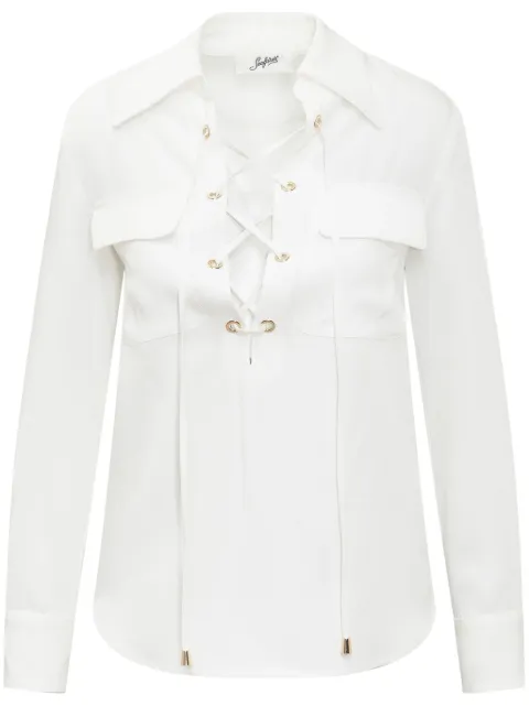 Seafarer lace-detail shirt White SWC0021TAF0001000