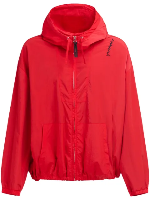 Marni logo-embroidered hooded jacket Red JUMU0179SUUTP786