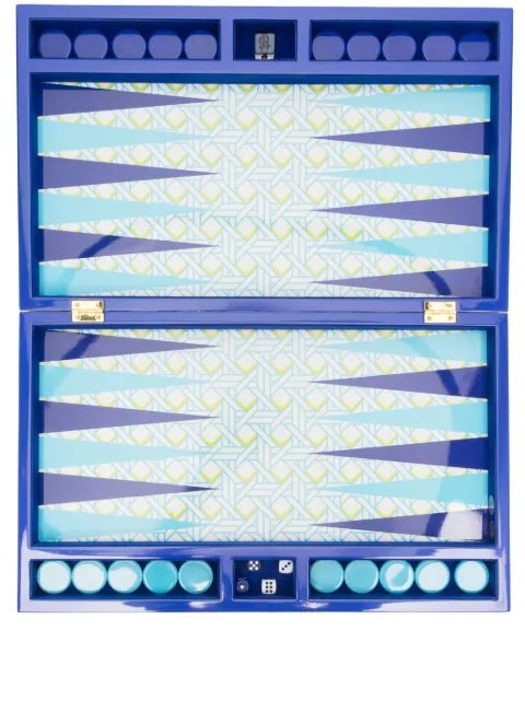 Jonathan Adler Basketweave backgammon set Blue 34480