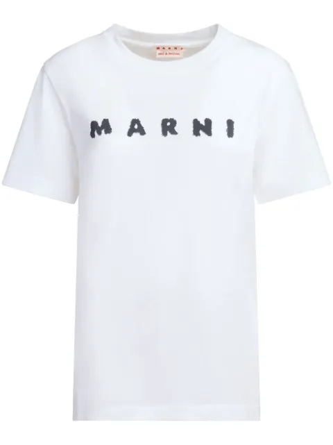 Marni white jersey T-shirt with Marni scribbled logo White THJE0293P8USCX42