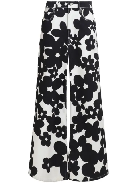 Marni floral-print flared trousers Black PAMA0514S0UTC462
