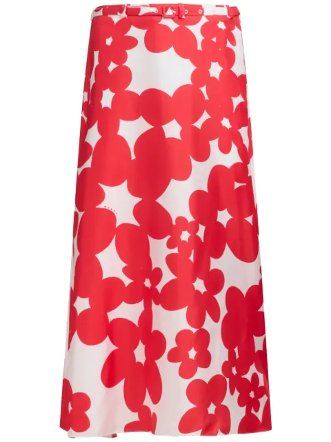 Marni floral-print midi skirt Red GOMA0709CSUTSG26