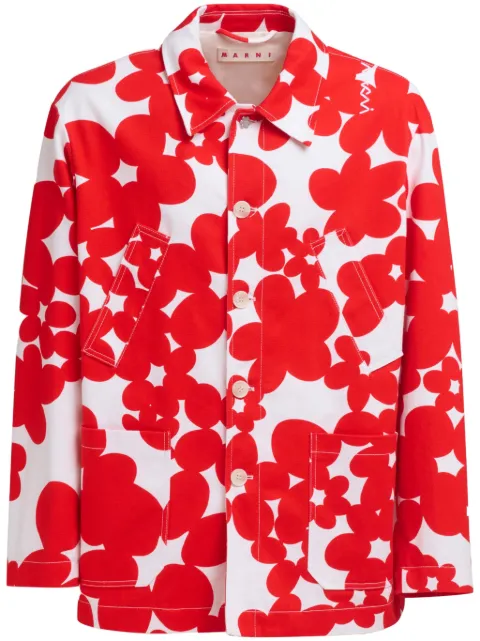 Marni floral-print cotton jacket Red GUMU0131SUUTC462