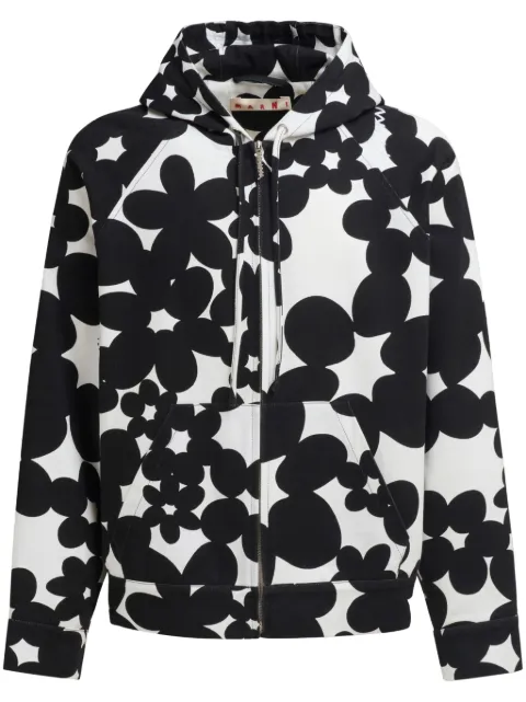 Marni floral-print cotton hoodie Black JUMU0182SUUTC462