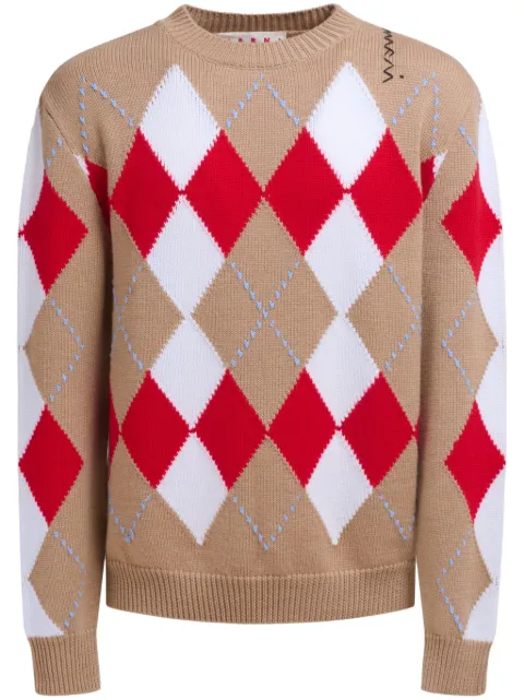 Marni argyle intarsia-knit jumper Neutrals GCMG0438Q2UFW618