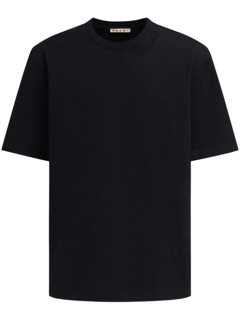 Marni cotton oversized T-shirt with logo patches Black HUMU0287X0UTC406