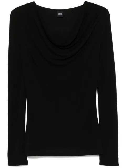 BOSS cowl-neck crepe top Black 50523978