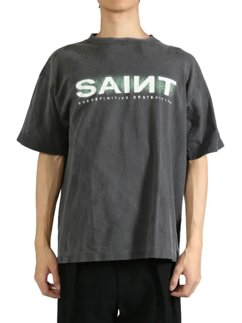 SAINT MXXXXXX logo-print cotton T-shirt Grey SMYS10000