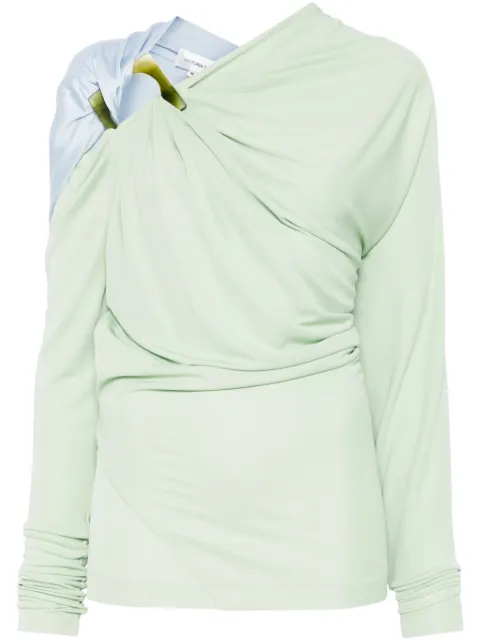 Victoria Beckham draped long-sleeve top Green 1125WTP006017A