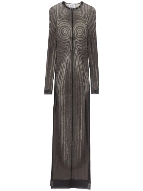 Jean Paul Gaultier spiral-print mesh maxi dress Black 2534FRO390T587