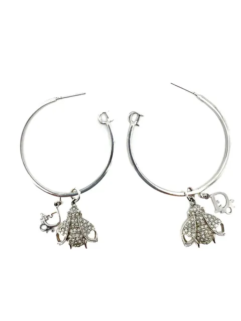 Christian Dior Pre-Owned 2000s logo hoop earrings Silver DIORBEEERGS