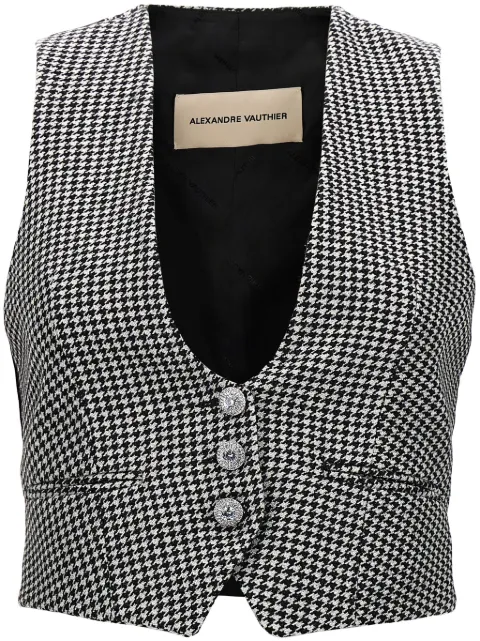 Alexandre Vauthier houndstooth waistcoat White 234JA1151BLACKWHITE