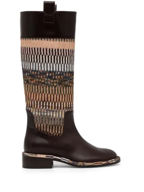 Missoni panelled knee-high boots Brown MW67044