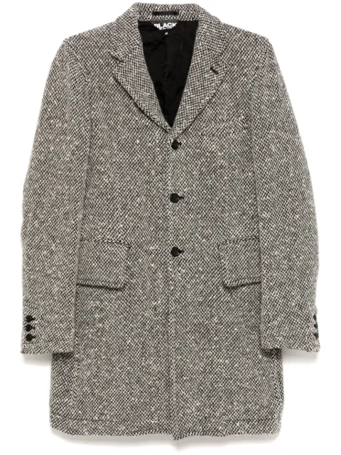 Black Comme Des Garçons herringbone tweed single-breasted coat Grey 1NC003052