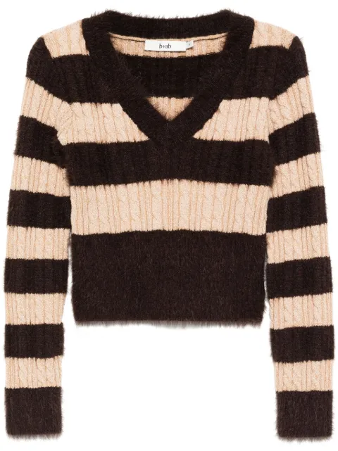 b+ab striped scarf-detail jumper Brown 4W365AI