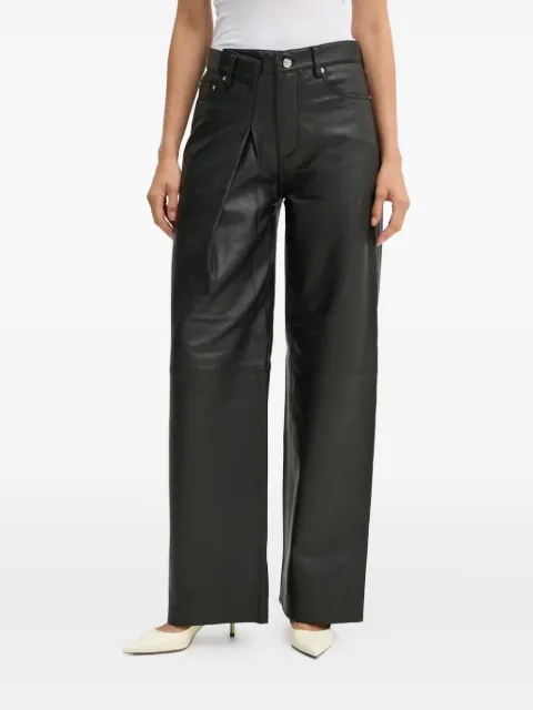 Won Hundred pleated-front leather trousers Black 315816014