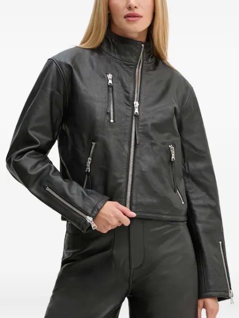 Won Hundred zip-up leather jacket Black 344416015