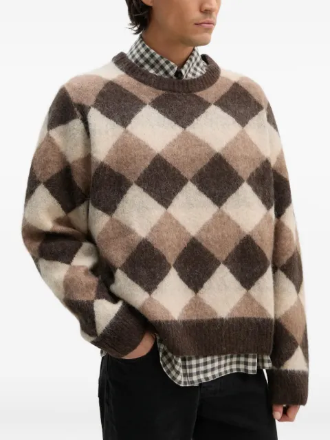 Won Hundred argyle-pattern crew-neck sweater Brown 320711082