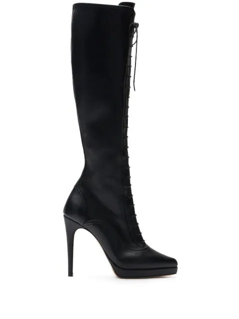 Casadei 100mm Michelle laced boots Black 1S345Y1001LABRE