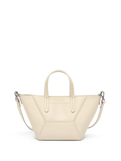Brunello Cucinelli mini BC Duo leather tote bag Neutrals MBHED2675C8905