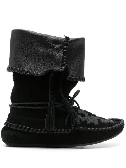 ISABEL MARANT Winki boots in braided and suede leather Black BO0210FAC2A05S