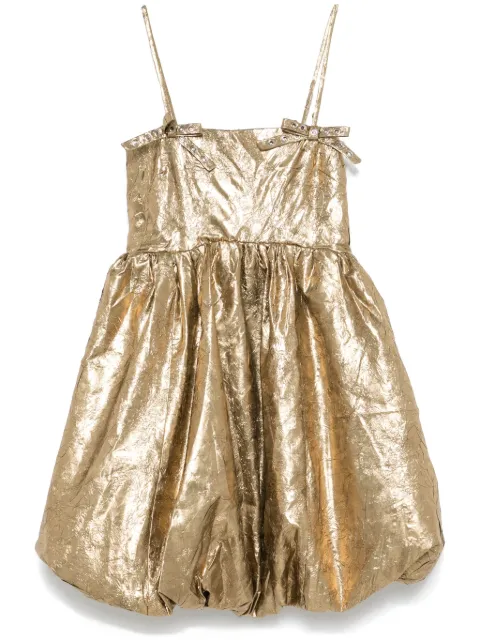 GANNI pleat-strap mini dress Gold W0023