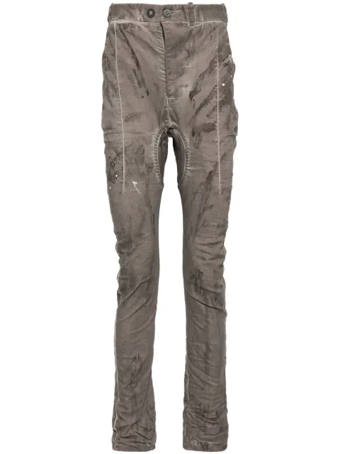 Boris Bidjan Saberi distress finish trousers Grey P14SFFTS10001DRKPNKGRY
