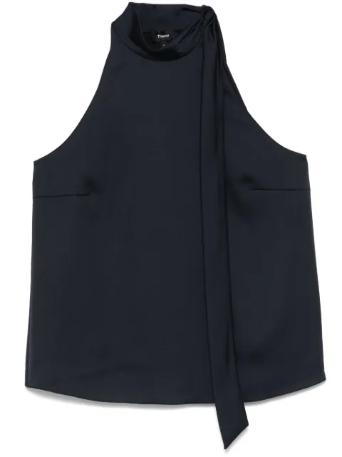 Theory textured-satin halter top Blue O1005507