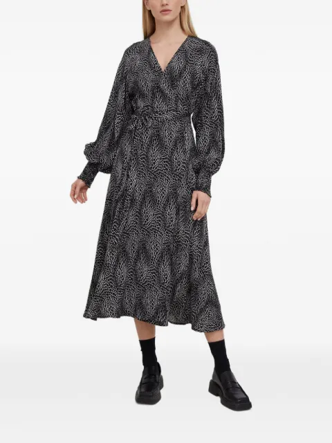 Gestuz V-neck pattern midi dress Black 10905842