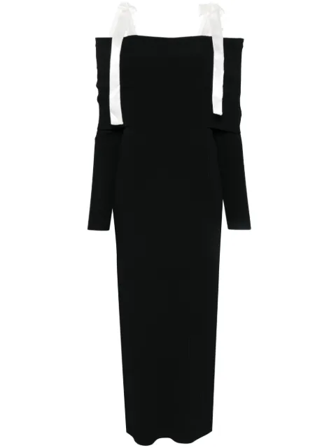ROTATE BIRGER CHRISTENSEN off-shoulder knitted maxi dress Black 113718100