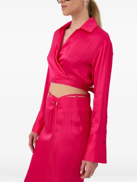 HERSKIND wrap tie-waist blouse Pink 4439370