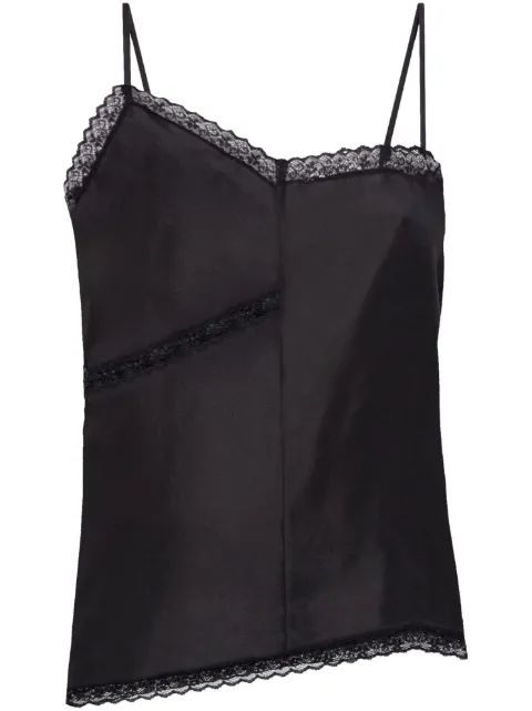 MM6 Maison Margiela lace-detail silk top Black S52NC0344M35244