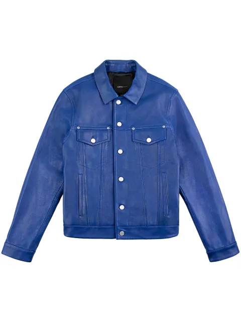 Purple Brand P028 leather jacket Blue P028MBCA125