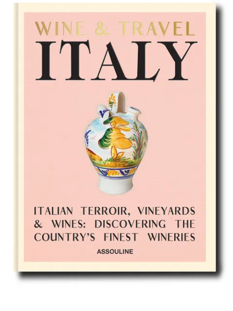 Assouline Wine & Travel Italy by Enrico Bernardo hardcover book Pink 9781649804181