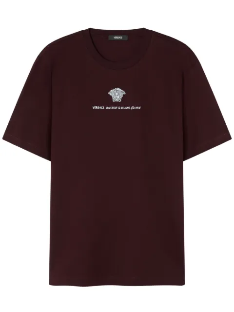 Versace Medusa Milano embroidered T-shirt Brown 10133021A11054