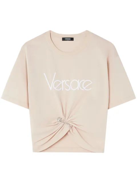 Versace Safety Pin cropped T-shirt Neutrals 10188981A13610
