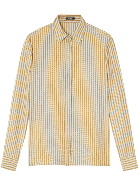 Versace Pinstripe Chain silk shirt Neutrals 10013601A13367
