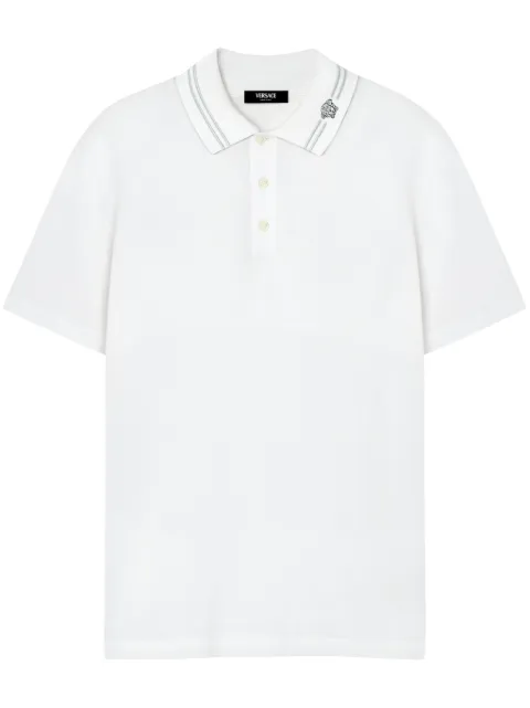 Versace embroidered cotton piqué polo White 10139061A13463