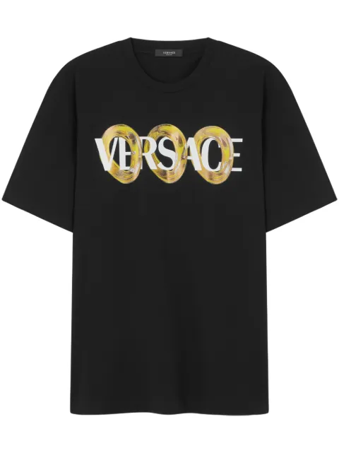 Versace Maxi Chain logo-print T-shirt Black 10133021A13401