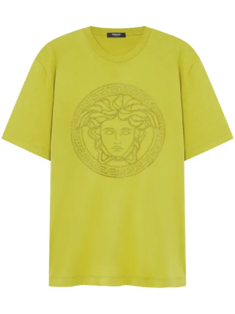 Versace Medusa-embroidered T-shirt Yellow 10133021A13433