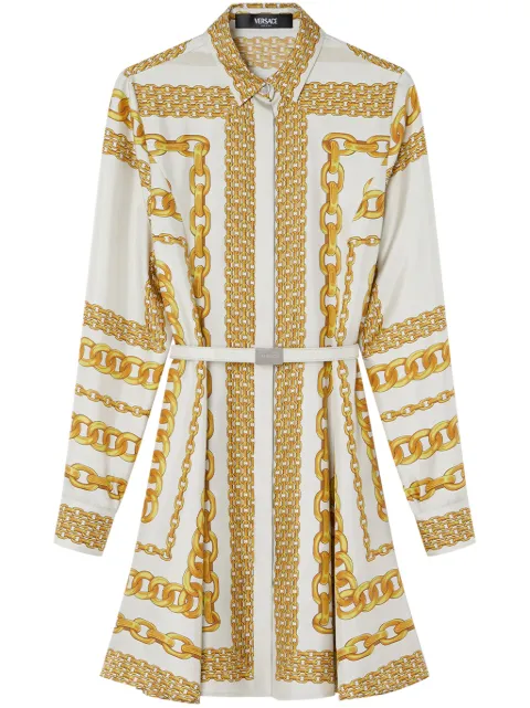 Versace Treasure silk midi shirt dress White 10189331A13638